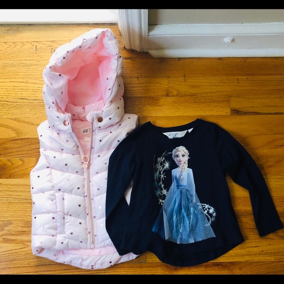 NWT girls puffer vest and long sleeve Elsa tee - Picture 1 of 6